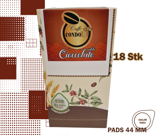 Condorè | 18 aromatisierte Kaffeepads, 44mm Geschmack Schokolade