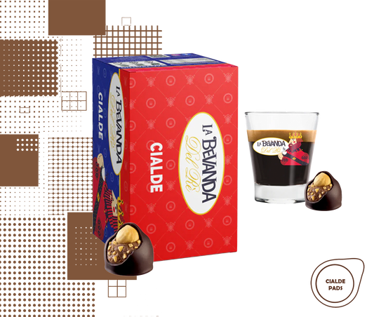 La Bevanda Del Re | 25 Cialde Caffè Aromatizzate, 44mm Gusto Bacio (Cioccolato e Nocciola)