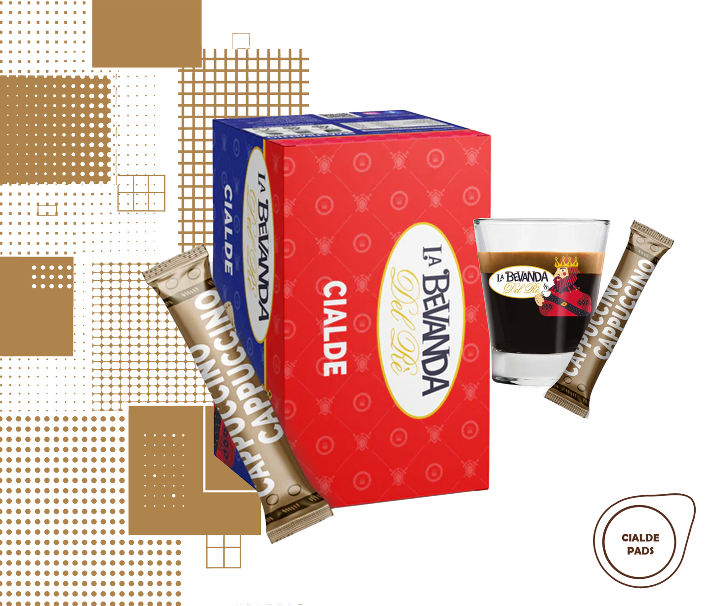 La Bevanda Del Re | 25 aromatisierte Kaffeepads,44mm Geschmack Cappuccino