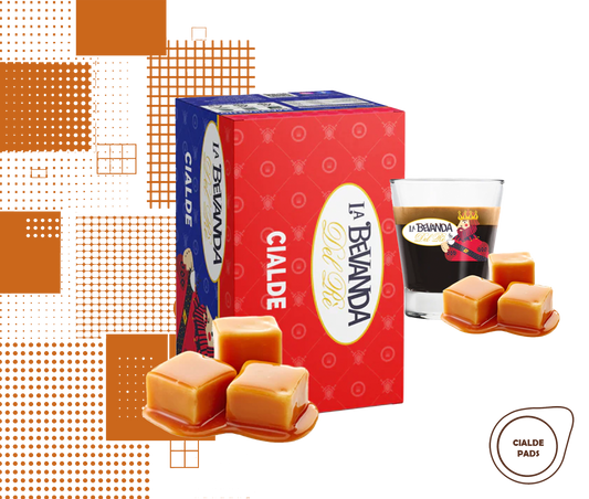 La Bevanda Del Re | 25 cialde caffè aromatizzate, gusto caramello 44mm