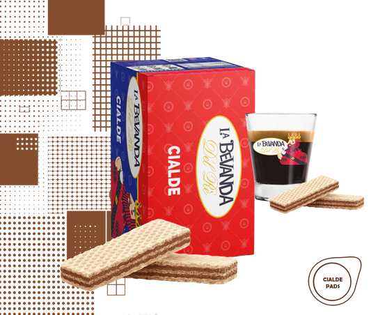 La Bevanda Del Re | 25 cialde caffè aromatizzate, gusto Choco Wafer da 44mm