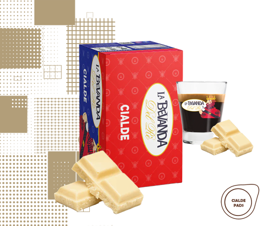 La Bevanda Del Re | 25 cialde caffè aromatizzate, gusto Cioccolato Bianco da 44mm