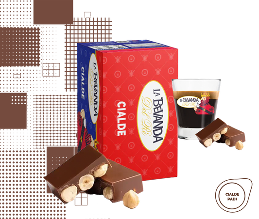 La Bevanda Del Re | 25 cialde caffè aromatizzate, gusto cioccolato e nocciola da 44 mm
