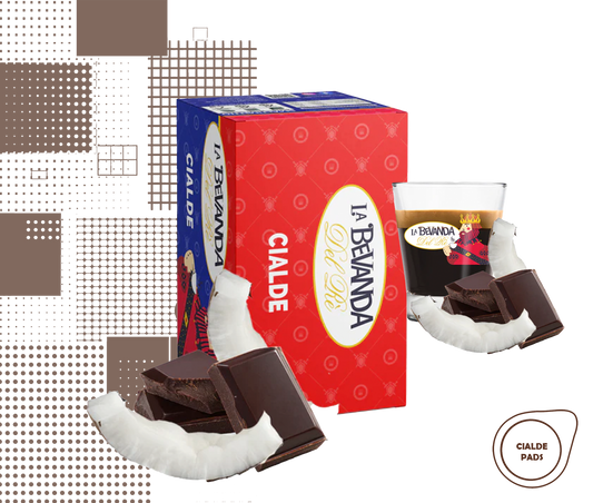 La Bevanda Del Re | 25 cialde caffè aromatizzate, 44mm gusto cocco e cioccolato