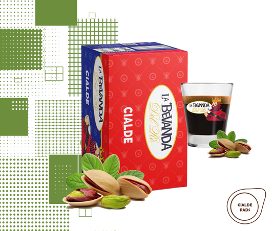 La Bevanda Del Re | 25 cialde caffè aromatizzate, gusto Pistacchio da 44mm