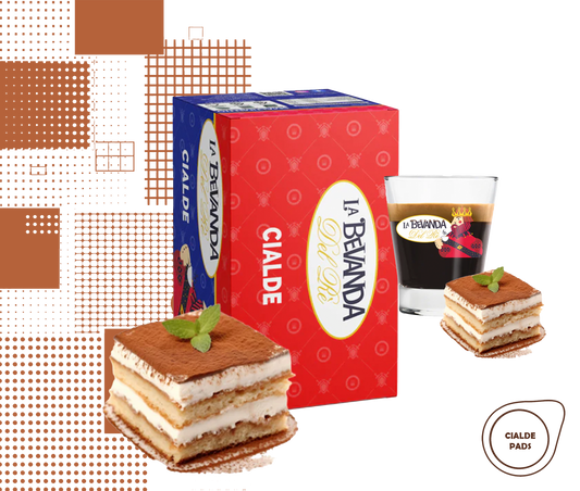 La Bevanda Del Re | 25 cialde caffè aromatizzate, gusto Tiramisù da 44mm