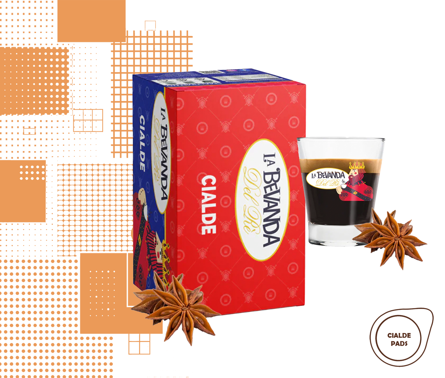 La Bevanda Del Re | 25 cialde caffè aromatizzate, gusto anice da 44mm
