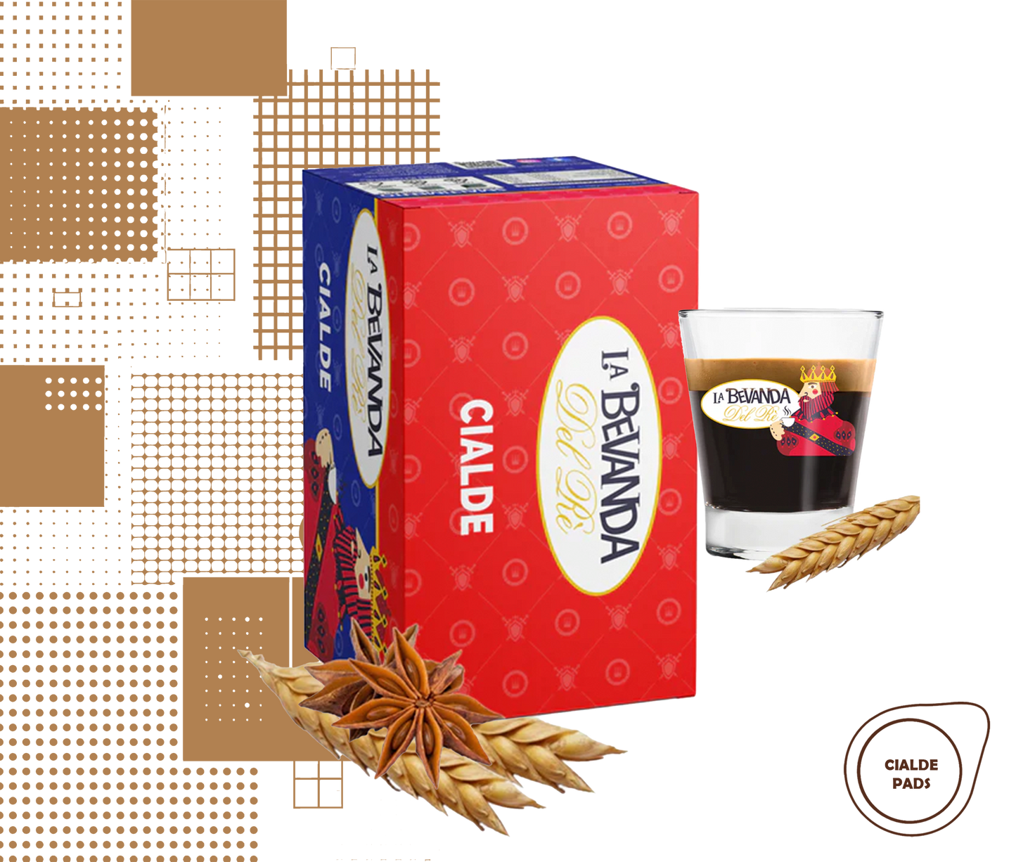 La Bevanda Del Re | 25 aromatisierte Kaffeepads,44mm Gerste Geschmack