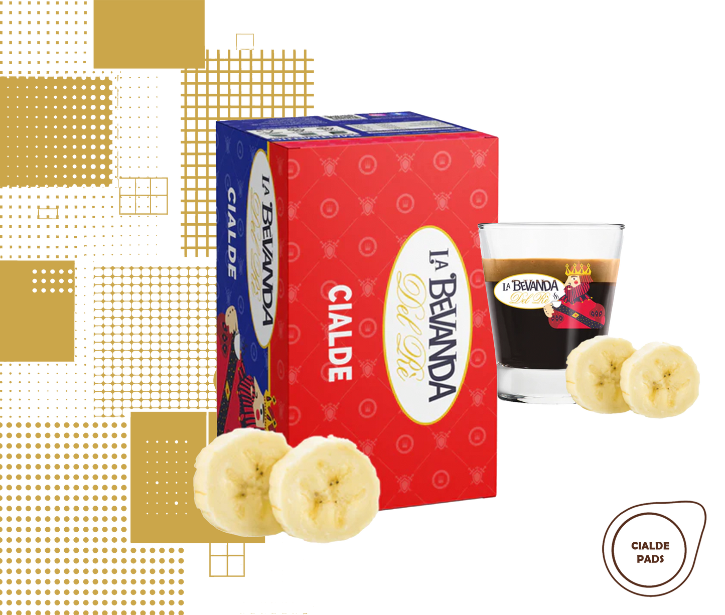 La Bevanda Del Re | 25 aromatisierte Kaffeepads,44mm Geschmack Banana