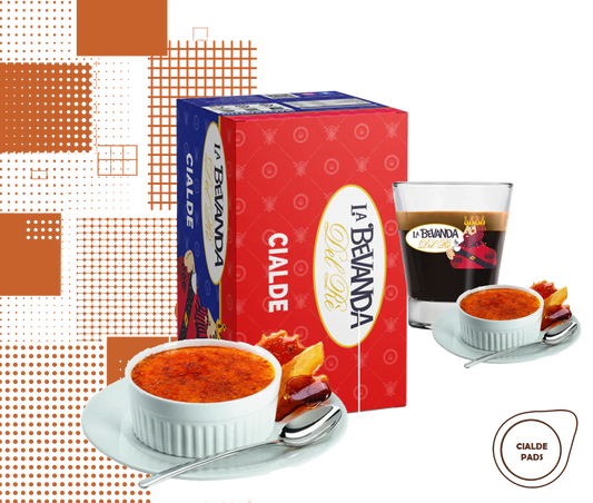 La Bevanda Del Re | 25 cialde caffè aromatizzate, gusto Crema Catalana da 44mm