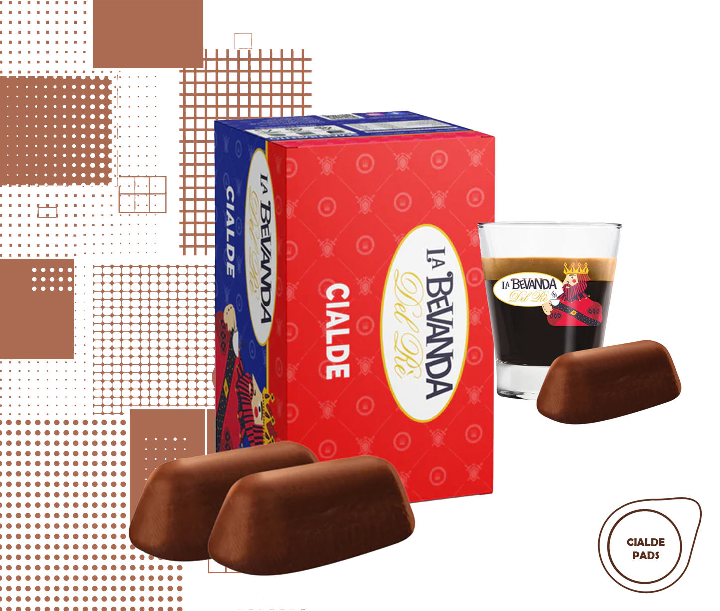 La Bevanda Del Re | 25 aromatisierte Kaffeepads,44mm Geschmack Gianduia