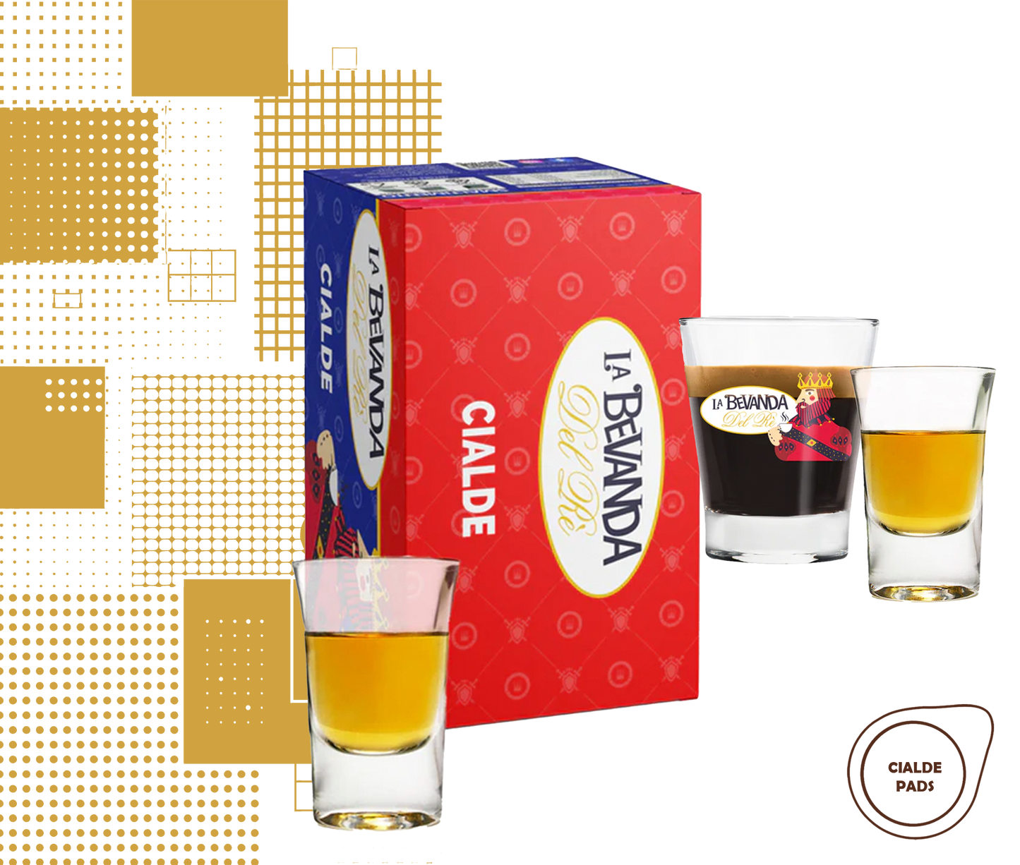 La Bevanda Del Re | 25 aromatisierte Kaffeepads,44mm Geschmack Grappa