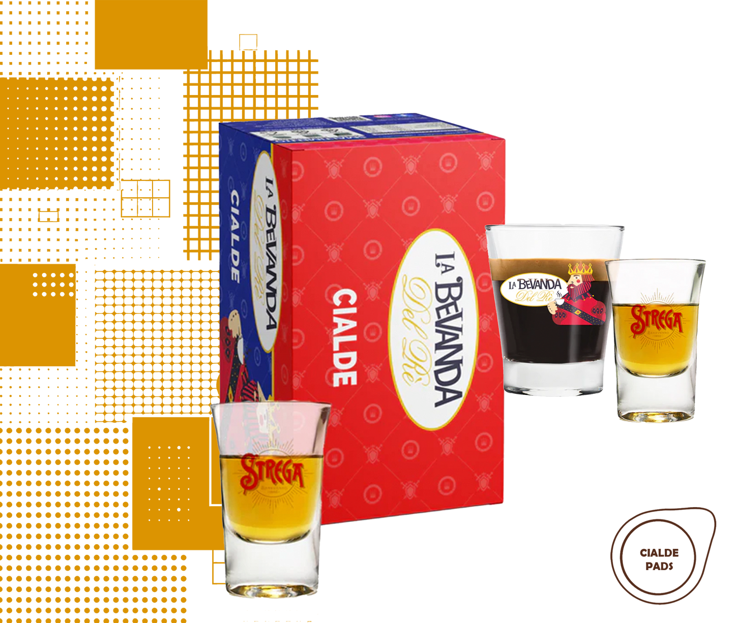 La Bevanda Del Re | 25 cialde caffè aromatizzate, gusto Strega di Benevento da 44 mm