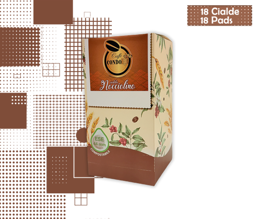 Condorè | Cialde di Caffè alla Nocciola - 18 Pad Aromatizzate Ø 44 mm