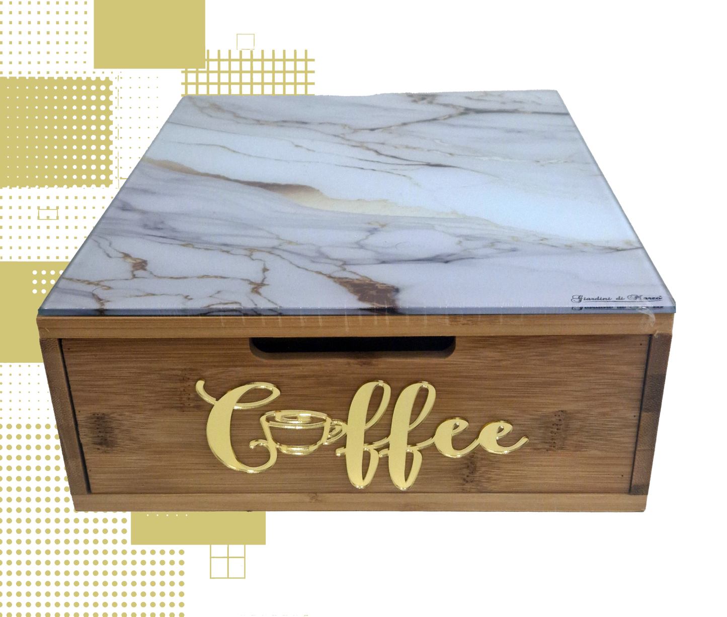 Dal Barista | Holzschublade – aus weißem und goldenem style