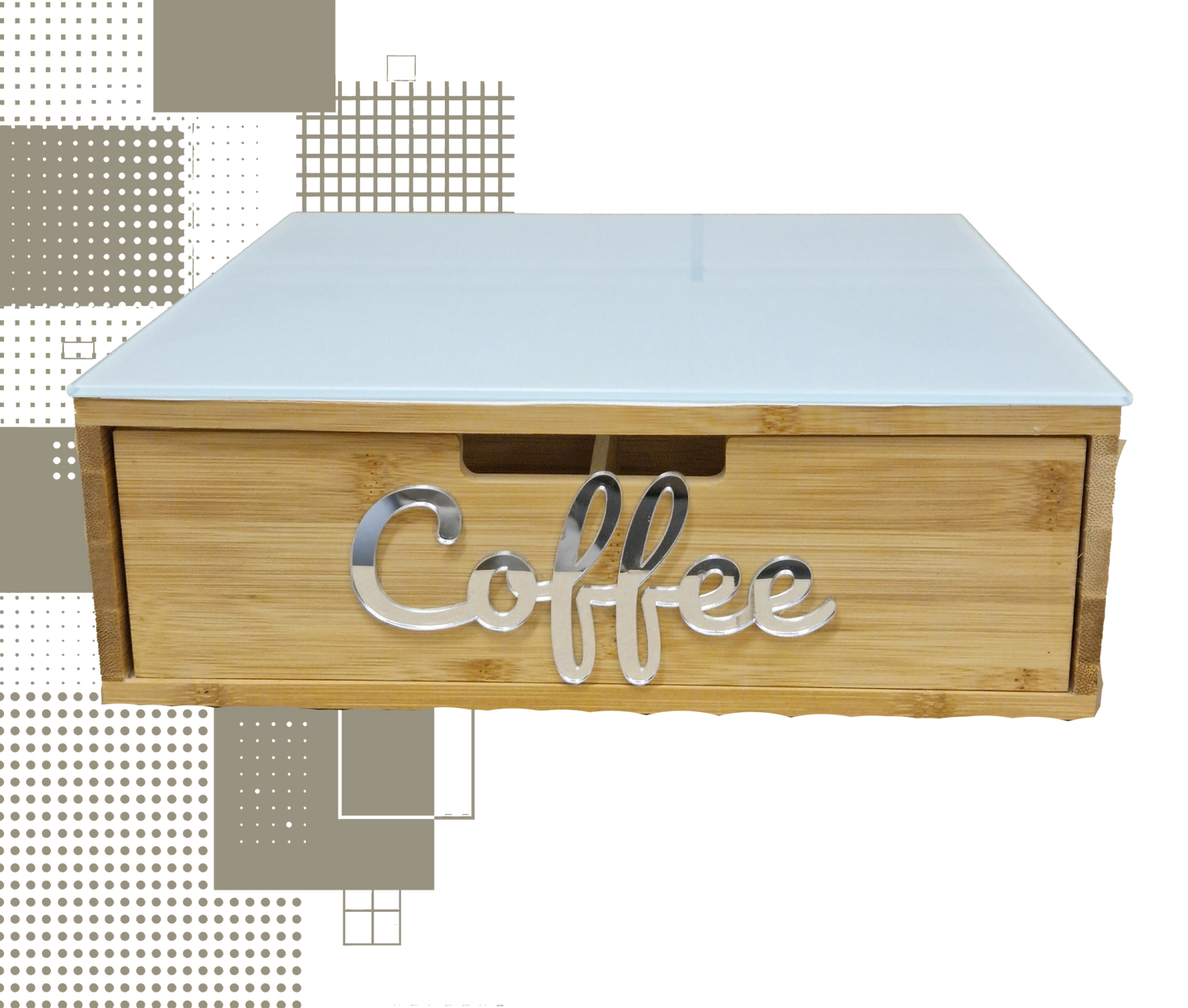 Dal Barista | Holzschublade – Cassetto porta cialde - con scritta coffee argento