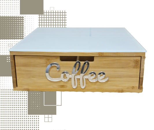 Dal Barista | Holzschublade – Cassetto porta cialde - con scritta coffee argento