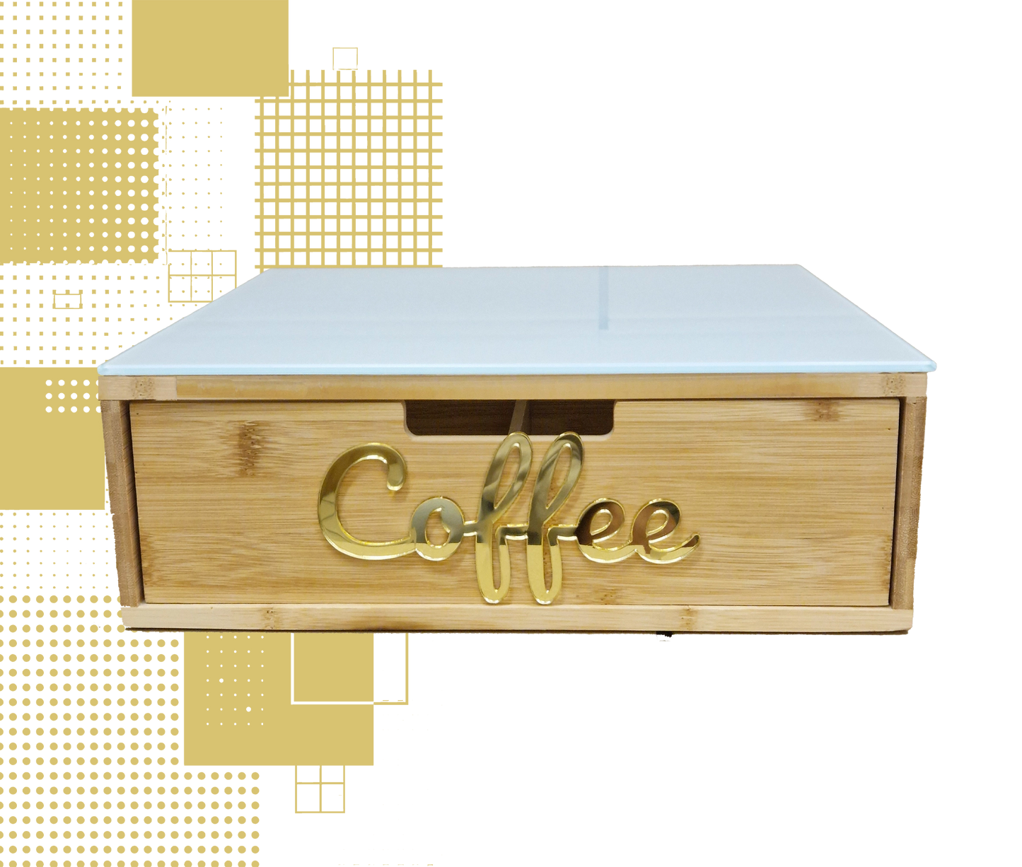 Dal Barista | Holzschublade – Cassetto porta cialde - con scritta coffee gold