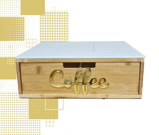 Dal Barista | Holzschublade – Cassetto porta cialde - con scritta coffee gold