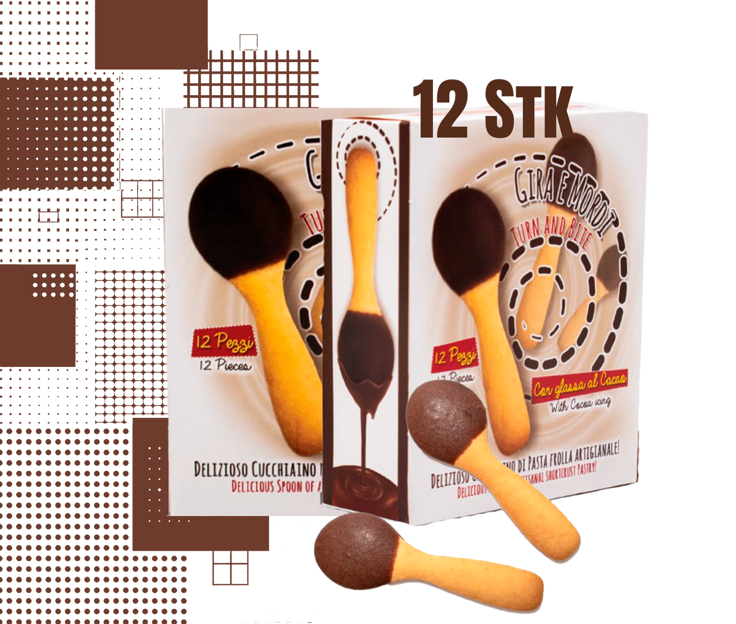 Dal Barista | 12 pz Cucchiaini Artigianali in Pasta Frolla e Cioccolato “Gira e Mordi” – Nobis