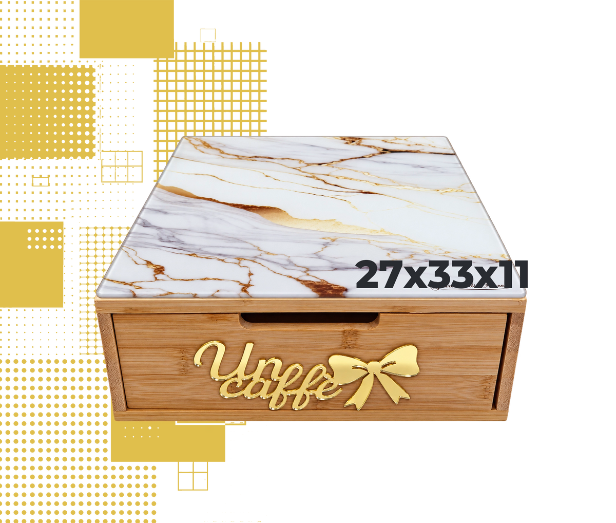 Dal Barista | Holzschublade – Bamboo eff. marmo gold fiocco