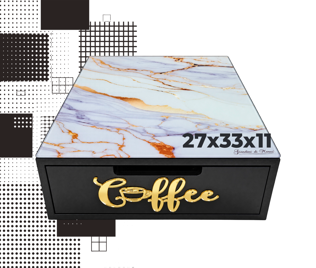 Dal Barista | Holzschublade – nero - marmo gold coffee