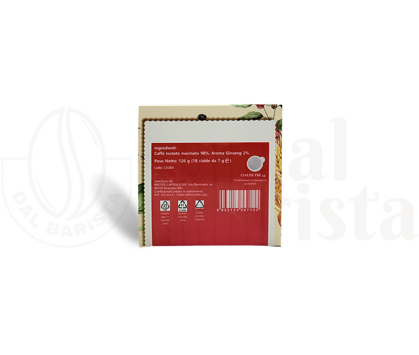 Condorè | Cialde di Caffè al Ginseng – 18 Pad Aromatizzate Ø 44 mm