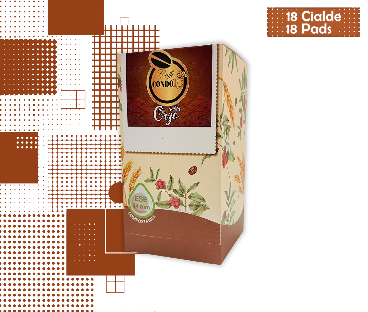 Condorè | Cialde di Bevanda all'Orzo - 18 Pad Aromatizzate Ø 44 mm 