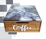 Dal Barista | Holzschublade  – im schwarz-weißen Marmorstil