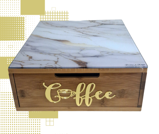 Dal Barista | Holzschublade  – aus weißem und goldenem style