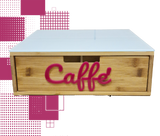 Dal Barista | Holzschublade  – Cassetto porta cialde - con scritta caffè in pink