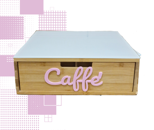 Dal Barista | Holzschublade  – Cassetto porta cialde - con scritta caffè in rosa