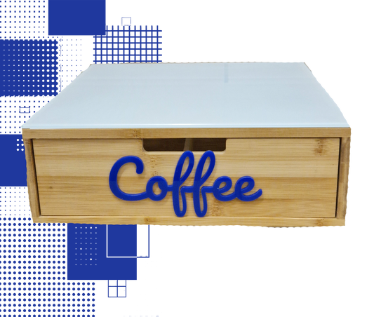 Dal Barista | Holzschublade  – Cassetto porta cialde - con scritta coffee blu