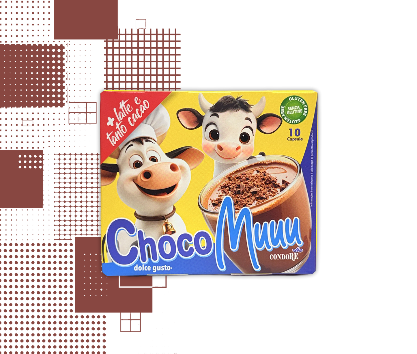 Strazzulla | 10 Choco Muu Kapseln – Milch mit Kakao kompatibel mit Nescafé® Dolce Gusto® Maschinen