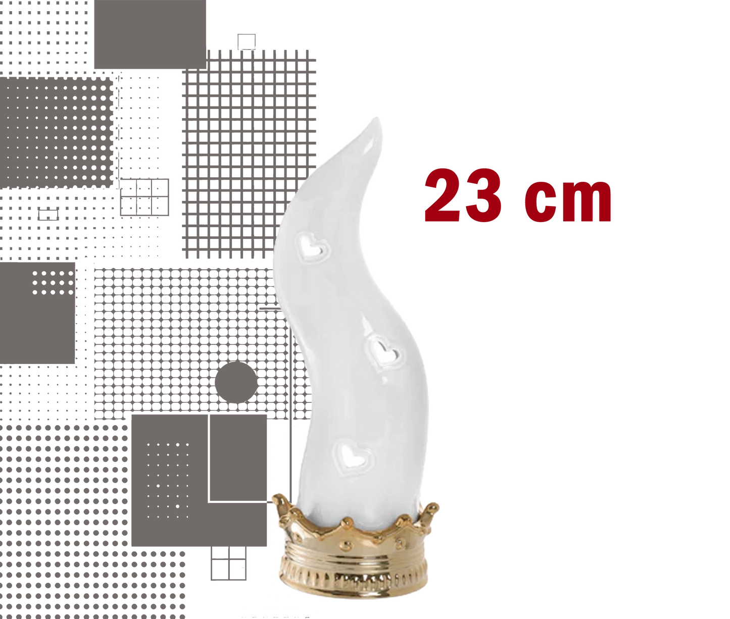 Corno Portafortuna Napoletano – colore bianco-oro 23 cm