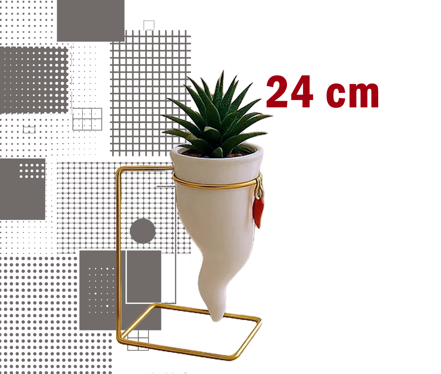 Corno Portafortuna Napoletano – con pianta 24 cm