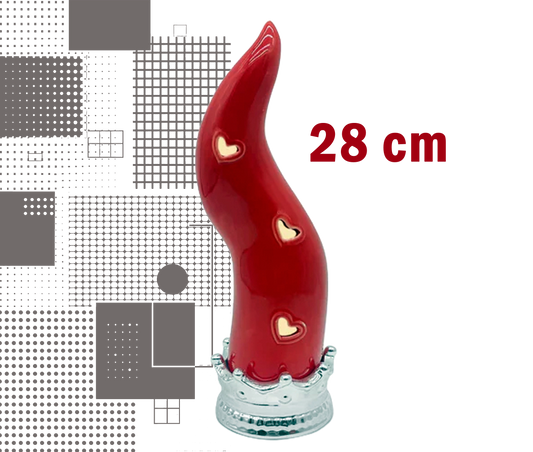 Corno Portafortuna Napoletano – colore rosso-argento 28cm