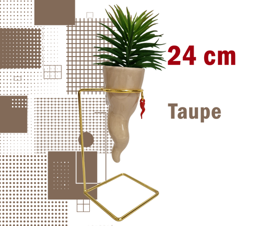 Corno Portafortuna Napoletano – con pianta 24 cm Taupe