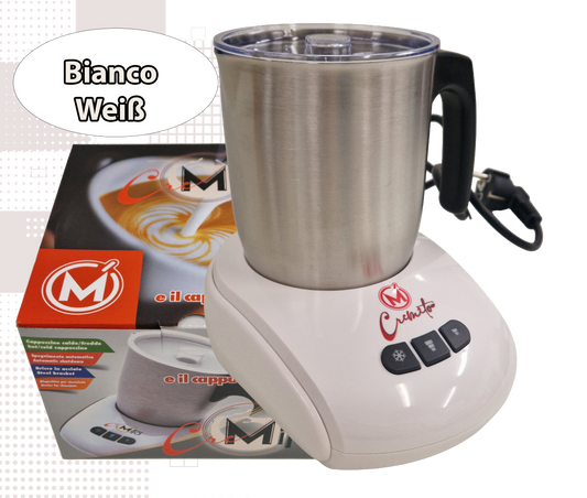 CREMITO Weiß | Elektrischer Milchaufschäumer für heißen und kalten Milchschaum aus Edelstahl