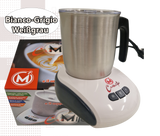 CREMITO Weiß Grau | Elektrischer Milchaufschäumer für heißen und kalten Milchschaum aus Edelstahl