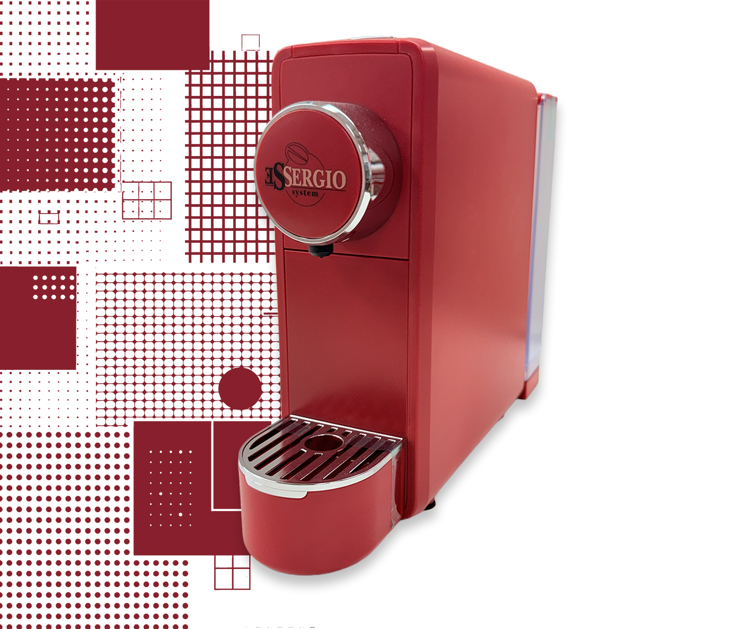Essergio Kaffeemaschine Rot - Silber | Kompatibel mit Essergio-System
