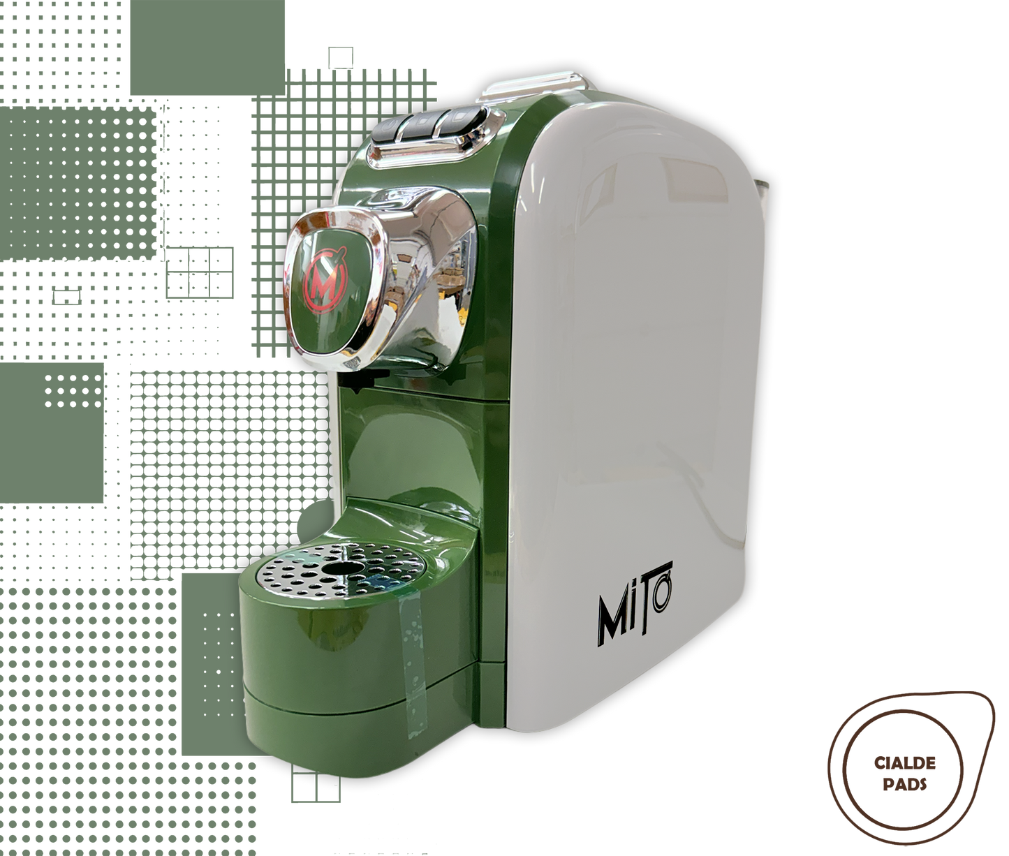 Mito | Macchina Caffè a Cialde 44mm Verde & Grigio