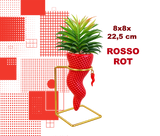 Corno Portafortuna Napoletano – con pianta 22.5 cm Rosso/Rot