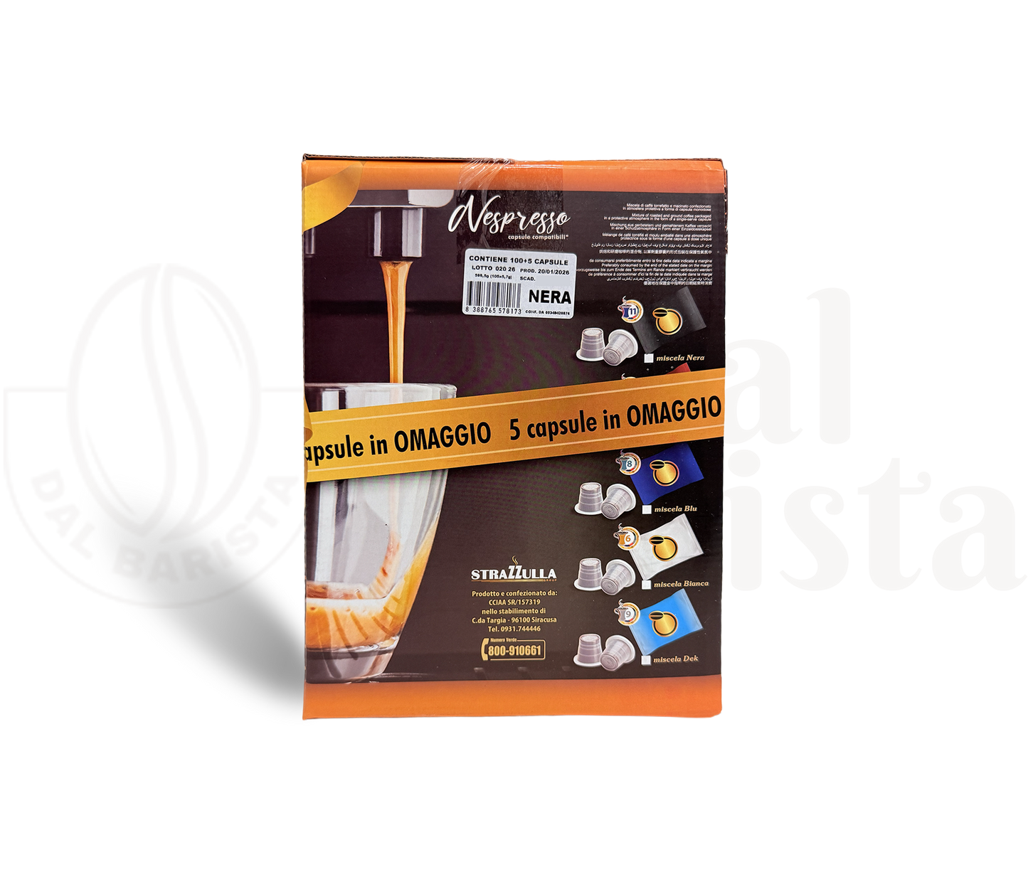 Strazzulla | 100 Capsule Miscela Nera Compatibili Nespresso